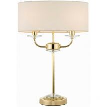 Nixon - Lampada da tavolo a 2 luci in ottone, cristallo, E14 - Endon