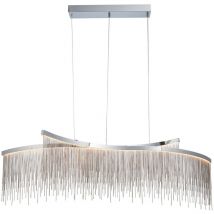 Orphelia Lampada a sospensione a doppia barra curva a led con catena in argento fine, effetto cascata, cromo lucido, bianco caldo - Endon