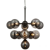 Oscar 11 Light Multi Arm Glass Shade Ceiling Pendant Black Chrome - Endon