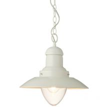 Polperro Lampada da soffitto a sospensione singola, crema lucida, vetro - Endon