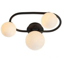 Pulsa Globo da bagno Semi Incasso 3 lampade Plafoniera Nero Opaco, IP44 - Endon
