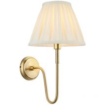 Endon - Rouen & Carla Wall Lamp with Shade Antique Brass Plate & Cream Fabric