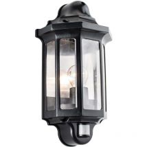 Traditional Pir - pir Lanterna da Parete per Esterno Vernice Nera Satinata, Policarbonato Trasparente IP44, E27 - Endon