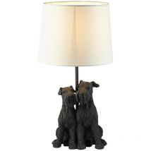 Westie Lampada da tavolo con base e paralume Nero opaco e lino naturale - Endon