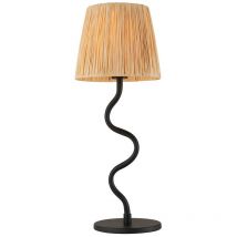 Endon - Wriggle 1 Light Tischlampe Mattschwarz, Bast natur