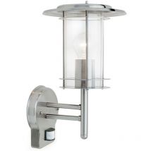 York Pir - pir 1 Linterna de pared para exteriores ligera de acero inoxidable pulido, policarbonato transparente IP44, E27 - Endon