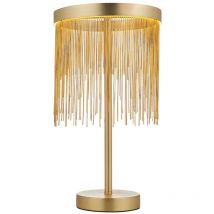 Endon - Zelma Lampe de Table led Lumière Fine Chaîne Dorée Effet Cascade Laiton Satiné avec Interrupteur Inline