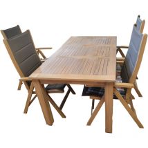 Gartenset aus Akazienholz im Teakholz look, fsc zertifiziert, 4 Klappsessel - Endorphin