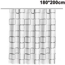 Rideau De Douche Anti-Moisissure Antibactérien Lavable Imperméable Avec 12 Anneaux De Rideau De Douche Noir Et Blanc Grand Rideau De Salle De Bain