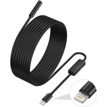 Endoscope pour iPhone, Caméra d'inspection avec Objectif de 5.5 mm pour, Borescope à câble Semi-Rigide de 1 mètres IP68 étanche