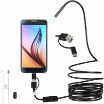 Endoscope usb 3 en 1 Ultra Mince 5,5 mm - Caméra d'Inspection hd avec 6 led Réglables - Compatible Android Window Tablet (5M)