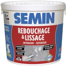 Enduit de rebouchage en pâte spécial fissures et trous de vis Semin intérieur/extérieur - seau de 1,5 kg – 1m²