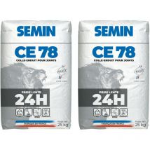 Enduit pour Joints de Plaques de Plâtre Semin ce 78 Lent - Temps de Prise 24 Heures - Sac de 25 kg (Lot de 2)