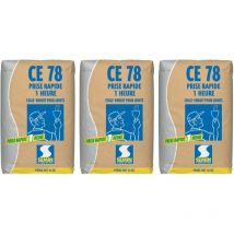 Enduit pour Joints de Plaques de Plâtre Semin ce 78 - Temps de Prise 1 Heure - Sac de 25 kg (Lot de 3)
