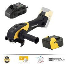 Peugeot Outillage - EnergyGrind-18VBL Meuleuse d'angle ss fil brushless 18V Ø125mm + 1 batterie Li-Ion 5,0Ah etchargeur - Garantie 3 ans, sav++