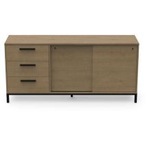 Demeyere - Enfilade 2 portes coulissantes - craft - Chene Hamilton / Noir - 181 x 44,9 x 86 cm - demeyre