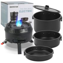 Homecall - enfrifam Topf-Set Campingkocher, Gaskocher Outdoor Kochgeschirr, Tragbar Reisekocher , Aluminium.Kombiniere 700W Elektrische & 2200W Gas,