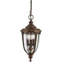 Elstead English Bridle - 3 Light Medium Outdoor Ceiling Chain Lantern British Bronze, E14