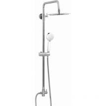 Enki - Carre Ultra Slim Shower Riser Kit Round Rain Overhead Chrome
