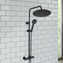 Enki - Dune Shower Head & Handheld Round Thermostatic Black 400mm