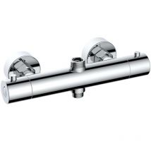 Enki - Dune, T33, Chrome, Thermostatic Shower Mixer Bar Valve with Two Outlets, Solid Brass, Anti-Scald Device, Anti-Scald Device, Temperature