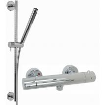 Dune, SH0585, Chrome, Thermostatic Shower Mixer Bar Valve with Slider Rail, Shower Head & Hose, Solid Brass, Anti-Scald Device, Contemporary Design,