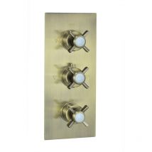 Edwardian Triple Shower Valve Crosshead Antique Bronze - Enki