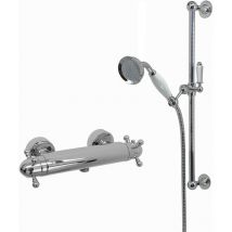 Gallant, SH0590, Chrome, Thermostatic Shower Mixer Valve with Shower Head, Hose & Slider Rail, Solid Brass, Anti-Scald Device, Temperature Control,