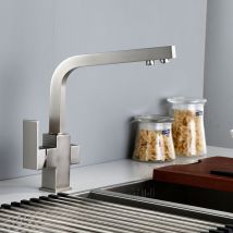 ENKI Turin Kitchen Mixer Tap 3-Way Filter Square Brushed Nickel
