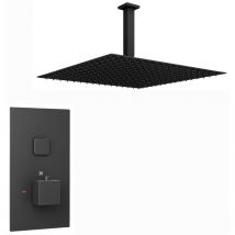 ENKI Milan Slim Shower Head Ceiling Mounted Square Black Large