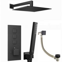 Milan Overhead Shower & Handset Kit Square Concealed Black - Enki