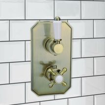 Enki - Regent Twin Shower Valve Crosshead Antique Bronze TSV015