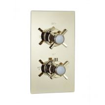 Edwardian Twin Shower Valve Crosshead English Gold TSV056 - Enki