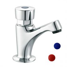 Enki - Vision, BT4000, Chrome, Self-Closing Delay Action Bathroom Tap, Solid Brass Non-Concussive Taps for Bathroom Sink, Push Button Bathroom Basin