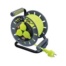 Luceco - Enrollacable alargador de 25metros 3 enchufes Schuko IP44 16A de