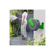 Le Poisson Qui Jardine - Enrouleur 30 m 15mm De Tuyau D'Arrosage Mural Pivotant Automatique