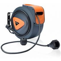 MONZANA Enrouleur électrique automatique 20m + 1,5m pivotable 180° fixation murale rallonge électrique enrouleur câble automatique 15 m