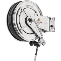 Enrouleur air et eau 25 m ø g 1/2 (f) 20 bars Inox 304 avec enroulement automatique et support mural pivotant Raasm RA.8522.102