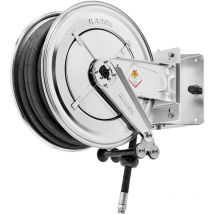 Enrouleur air et eau 20 m ø g 1 (f) 20 bars Inox 304 avec enroulement automatique et support mural pivotant Raasm RA.8552.102