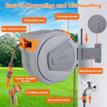 Tlgreen - Enrouleur Tuyau Arrosage Mural,30+2m Devidoir Tuyau Arrosage , Pivotant 180°, avec Lance 9 en 1, Raccord, Tuyau et Support Mural,
