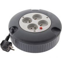 Enrouleur H05VV-F 4 prises 3G1,5mm² 4m + coupe-circuit - Gris - Zenitech