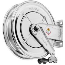 Enrouleur d'eau chaude sans tuyau Ø 3/8 400 bars Inox 304 avec enroulement automatique et support mural pivotant Raasm RA.8534.350