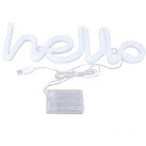 Prenfle - Jeffergarden Led Neon Sign Light, Hello Letters Wall Decor Lampe USB/à Piles pour la Chambre à Coucher Bar Wedding Party Hotel Shop