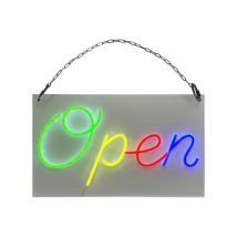Interface Plv - Enseigne lumineuse led intérieur 'Open' en plexi avec batterie 9 800 mAh - Fabrication française