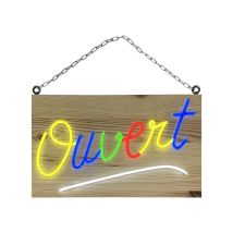 Interface Plv - Enseigne lumineuse led intérieur 'Ouvert' en bois - Fabrication française