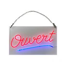 Interface Plv - Enseigne lumineuse led intérieur 'Ouvert' rouge en plexi - Fabrication française