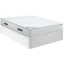 Ensemble 160 x 200 cm sommier coffre blanc + matelas hybride ressorts ensachés 7 zones mousse à mémoire de forme ép.25cm - ionia de dreamea