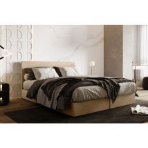 Ensemble 160x200 cm siesta avec rangement et matelas ressorts ensachés en velours beige