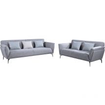 Ensemble 2 Canapés 2/3 Places Tissu Calabria Pärumm 185x90x80 cm/230x90x80 cm Gris Pierre