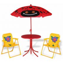 Spielwerk Salon de jardin pour enfants avec parasol réglable en hauteur 2X chaise pliante protection uv extérieur enfants